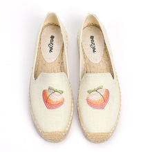 DZYM New Embroidered Peach Ladies Fishermen Shoes Canvas Espadrilles Sneakers for Women Platform Shoes Fashion Design Creepers 2024 - buy cheap