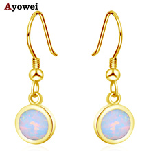 Ayowei retro cor amarelo ouro branco opal brincos de presente de aniversário feminino exclusivo OE783A 2024 - compre barato