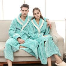 SSH0292 Autumn Winter Robes Men Women Sexy V Neck Sleepwear Solid Flannel Bathrobes Unisex Lovers Couples Nightwear Night Robes 2024 - buy cheap