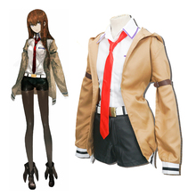 Disfraz de Steins Gate Makise Kurisu, ropa de fiesta para Halloween, conjunto completo (abrigo, camisa, pantalones cortos, corbata y cinturón) 2024 - compra barato