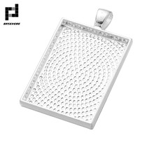 BASEHOME 10pcs/lot Square Pendant Settings Cabochon Base Bezel Trays Blank Fit 25x35mm Glass Cabochons DIY Necklace Finding 2024 - buy cheap