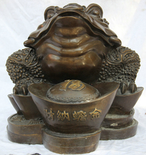 fast shipping USPS to USA S2338 24" Chinese Bronze Folk Wealth Money Coin Golden Toad Spittor sculpture Statue 2024 - buy cheap