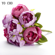 Искусственные цветы YO CHO, искусственные розы, шелковые искусственные розовые Искусственные пионы, цветы «сделай сам» для украшения дома и свадьбы 2024 - купить недорого