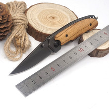 Cuchillo de bolsillo de hoja plegable, herramienta multiherramienta táctica de supervivencia 3cr13 56HRC, mango de madera, para acampar y cazar al aire libre EDC 2024 - compra barato