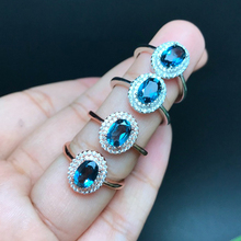 Женское классическое кольцо с голубым топазом MeiBaPJ, ювелирное изделие из серебра 925 пробы с натуральным топазом, ювелирные украшения 2024 - купить недорого