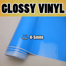 Glossy Blue VInyl Roll Car Vinyl Blue Gloss Wrap Film Shiny Blue Vinyl Roll Air Free Size:1.52x30m/Roll 2024 - buy cheap