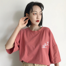 Harajuku mujer camiseta 2019 Primavera Verano de manga corta Camiseta femenina coreana Ulzzang Hip hop camiseta chicas Casual camisetas 2024 - compra barato