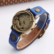 WOMAGE Women Watches Fashion Vintage Watch Blue Leather Band Women's Watches Quartz Leopard Watch dames horloges montre femme 2024 - buy cheap
