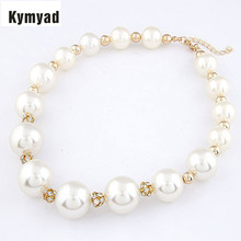 Kymyad Maxi Necklace Imitation Pearl Necklaces & Pendants Gold Color Chokers Necklaces For Women Bijoux Statement Colar 2024 - buy cheap