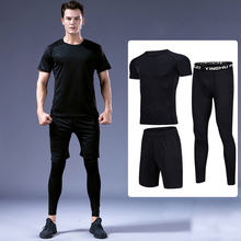 Roupa esportiva de compressão para homens, vestimenta com camiseta e calça para corrida, esportes ao ar livre, academia, fitness, roupa justa e calça 2024 - compre barato