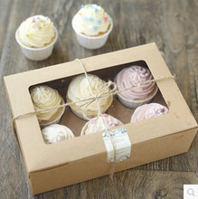 Free shipping 6 cupcake kraft paper box cup cake boxes baking gift packing decoration supply favors 2024 - buy cheap