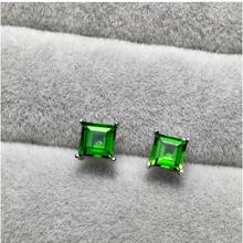 Pendientes de tuerca Diopside Natural para hombre o mujer, de Plata de Ley 925 auténtica Natural, 5x5mm, envío gratis 2024 - compra barato