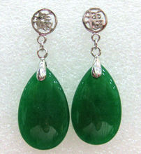 Pendientes de gota de jade natural para mujer, aretes de bendición feliz, color verde 2024 - compra barato