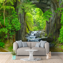 Custom 3D Photo Wallpaper Murals Green Forest Cave Scenery Living Room Bedroom Background Wall Mural Non-woven Wallpaper Decor 2024 - buy cheap