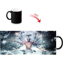 fun Yoga pattern mugs magic color changing coffee mug customized tea milk cup gift idea 350ml 2024 - buy cheap