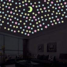 DIY Wall Stickers 100pcs 3cm 3D Stars Glow In The Dark Luminous On Wall Stickers For Kids Room Living Room Wall Decal Wallpaper 2024 - buy cheap