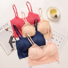 Women Bra Beauty Back Strap Bottom Without Rim Lace Tube Top Solid Color Jacquard Knitted Bra 2024 - buy cheap