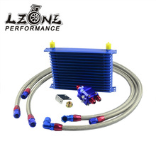 LZONE - Universal Oil Cooler Kit 15 Row 10AN Aluminum Engine Transmission Oil Cooler Relocation Kit JR5115B+6724BR+3PCS 2024 - buy cheap