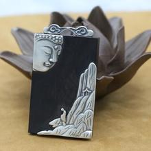 Vintage 925 silver Buddha Statue pendant vintage thai silver Buddha Amulet pendant Real Silver Black Sandalwood Buddha Pendant 2024 - buy cheap