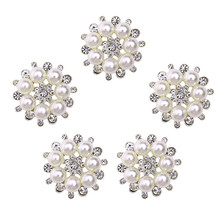 10pcs Faux Pearl Flower Buttons Embellishments for Craft Shank Clear Rhinestone Buttons Sewing Craft Scrapbooking Supplies 2024 - buy cheap