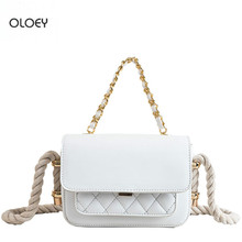 OLOEY Women's new pu leather sense small square bag Fashion simple rhombic embroidery line shoulder bag Chain Messenger bag 2024 - buy cheap