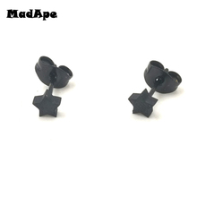MadApe-pendientes pequeños y románticos de acero inoxidable para mujer, 1 par, 5mm, Estrella Negra, regalo para novia 2024 - compra barato