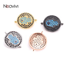 Nevivi amuletos de mão hamsa com faixa de zircônia azul, contas espaçadoras de cobre, preto, conjunto de pulseiras, acessórios para joias faça você mesmo 2024 - compre barato