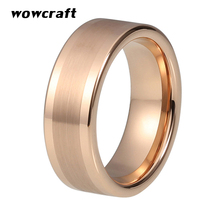 Tungsten Carbide Ring for Men Women Wedding Band Rose Gold Color Pip Cut Brushed Polished 2024 - buy cheap