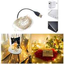 Tira de luces LED de cobre y plata para decoración de fiesta de boda, Cable USB de 5M y 10M, impermeables, para vacaciones y Navidad 2024 - compra barato