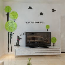 New arrival 3d Tree birds dog crystal Acrylic wall stickers Sofa wall home decoration Wall stickers Home DIY art wall decor 2024 - buy cheap