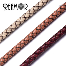 REAMOR 6mm Round Genuine Braided Leather Rope String Cord For Jewelry Making DIY Bracelet Necklace Craft Jewelry Accessories 2024 - buy cheap