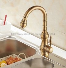 Retro Style Antique Brass Kitchen Faucet Cold and Hot Water Mixer Single Handle 360 Degree RotationTap Nan004 2024 - buy cheap