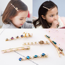 Horquilla de cristal con perlas para niña, pasador para el pelo, banda para el pelo, pasador, accesorios para el tocado, joyería para niño 2019 2024 - compra barato