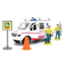 ETI 1:43 Alloy car model kids toys Diecast ambulance Sound and light pull back function Give your child the best gift 2024 - buy cheap
