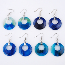 New Fashion Jewelry Blue Veins Stone Women Hook Earrings Round Drop Dangle Earring for Ladies Gift Wholesale 2024 - buy cheap