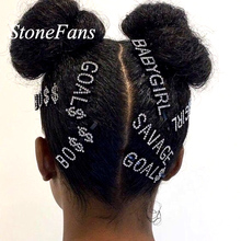 Stone efans-presentes de cabelo com letras strass, acessórios para cabelo, presentes de festa, joias de cristal populares 2024 - compre barato