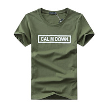 Summer T Shirts Men Short Sleeve O Neck Calm Down Printed Fashion Brand Slim Men Tops Tees Shirts T-shirts Men 5 Colors 2024 - buy cheap