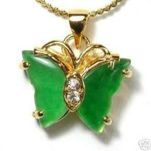 Китайский Камень зеленый нефрит кулон бабочка ожерелье 2024 - купить недорого