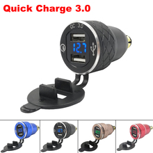 Carregador para motocicleta, carregador rápido duplo usb 3.0 eu, para bmw hella din, tomada com luz de led, qc 3.0, adaptador para acendedor de cigarro para moto 2024 - compre barato