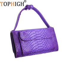 TOPHIGH Fashion Cowhide Clutch Day Shoulder Crossbody bag Small  Snake Pattern Genuine Leather Clutch Chain Women's Bag 2024 - buy cheap