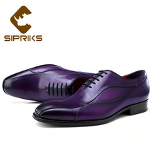 Sipriks-vestido de Piel De Becerro púrpura de alta calidad para hombre, zapatos Oxford para boda, esmoquin Formal negro elegante, traje de caballeros para oficina Social 44 2024 - compra barato
