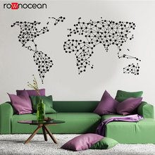 Большая геометрическая карта мира, наклейка на стену, абстрактная глобальная земля, география, виниловый декор для офиса, дома, гостиной 3210 2024 - купить недорого