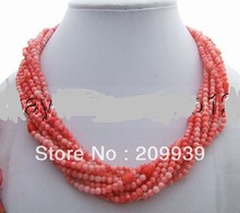Stunning! 9Strds Pink Coral Necklace 2024 - buy cheap