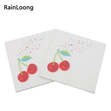 [RainLoong] Beverage Paper Napkins Cherry Event & Party Tissue Napkins Decoration Serviettes 33cm*33cm 1 pack (20pcs/pack) 2024 - buy cheap