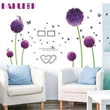 New Wall Sticker Bedroom Living Room Purple Dandelion Wall Stickers Decals NOV24 2024 - buy cheap