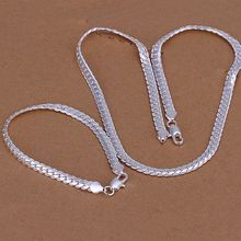 wholesale silver plated jewelry,silver plated fashion jewelry 5mm chain Necklace&bracelet jewelry sets for women/men 2024 - buy cheap