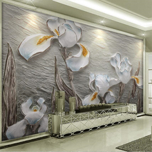 Wellyu-pintura em relevo 3d de resina, phalaenopsis, plano de fundo da parede, decoração personalizada, mural grande, papel de parede verde 2024 - compre barato