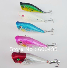 5x Fishing Lure Popper Crankbaits Treble Hook Spinner baits 7cm 11g 2024 - buy cheap