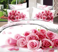 King size Luxury 3D Rose Bedding sets pink color Comforter Cover Set Bedlinen set Pillowcase for wedding quilt for bedroom 2024 - buy cheap