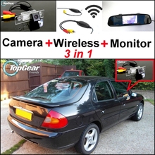 Cámara de visión trasera 3 en 1 + receptor inalámbrico + Monitor de espejo, sistema de aparcamiento para Ford Mondeo, 1996 ~ 2007 2024 - compra barato